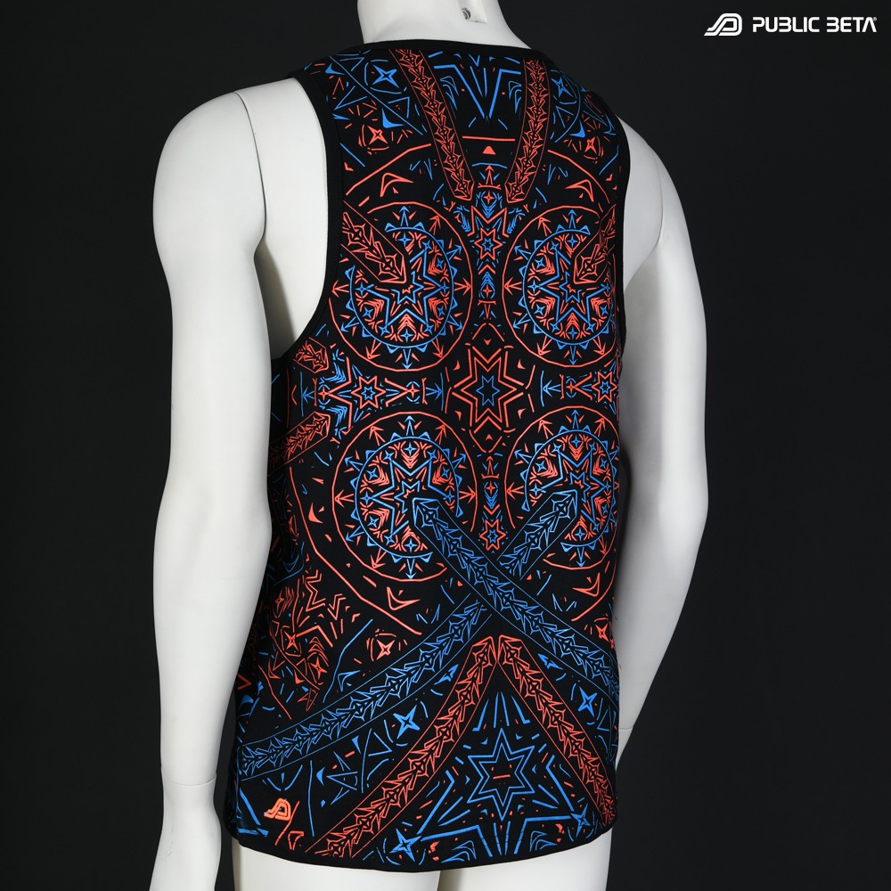 Fortune Teller UV D141 Sleeveless Shirt/ Glow in Blacklight Psytrance Wear