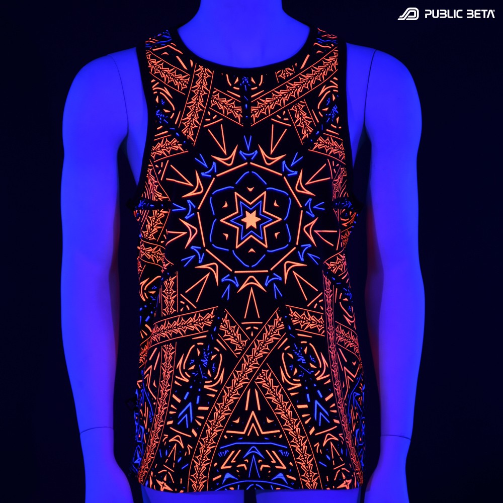 Fortune Teller UV D141 Sleeveless Shirt/ Glow in Blacklight Psytrance Wear