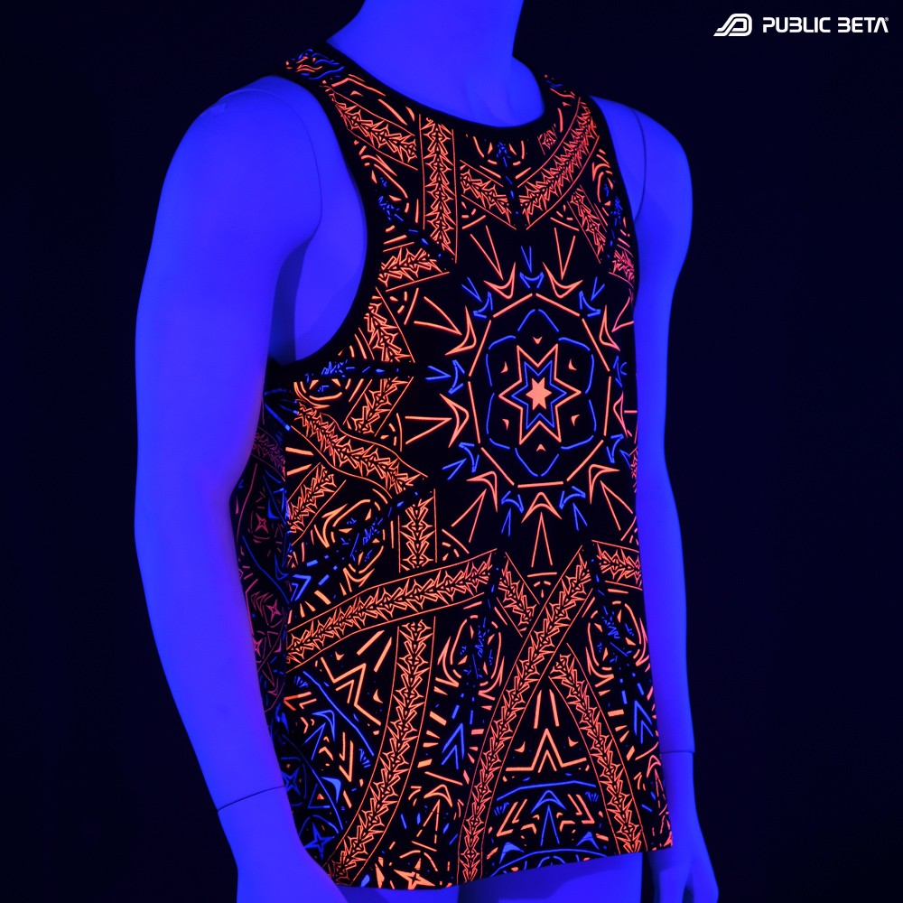 Fortune Teller UV D141 Sleeveless Shirt/ Glow in Blacklight Psytrance Wear
