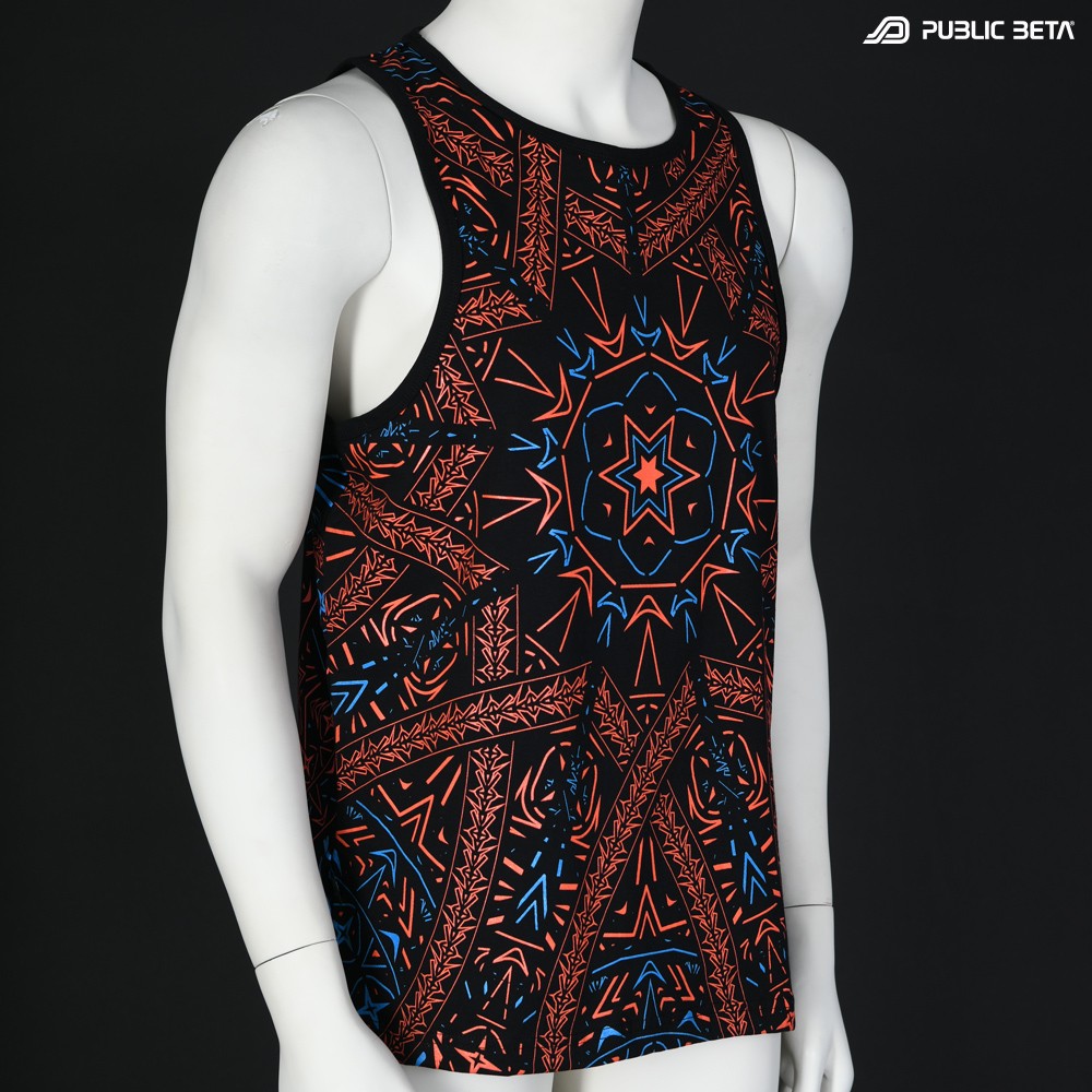 Fortune Teller UV D141 Sleeveless Shirt/ Glow in Blacklight Psytrance Wear