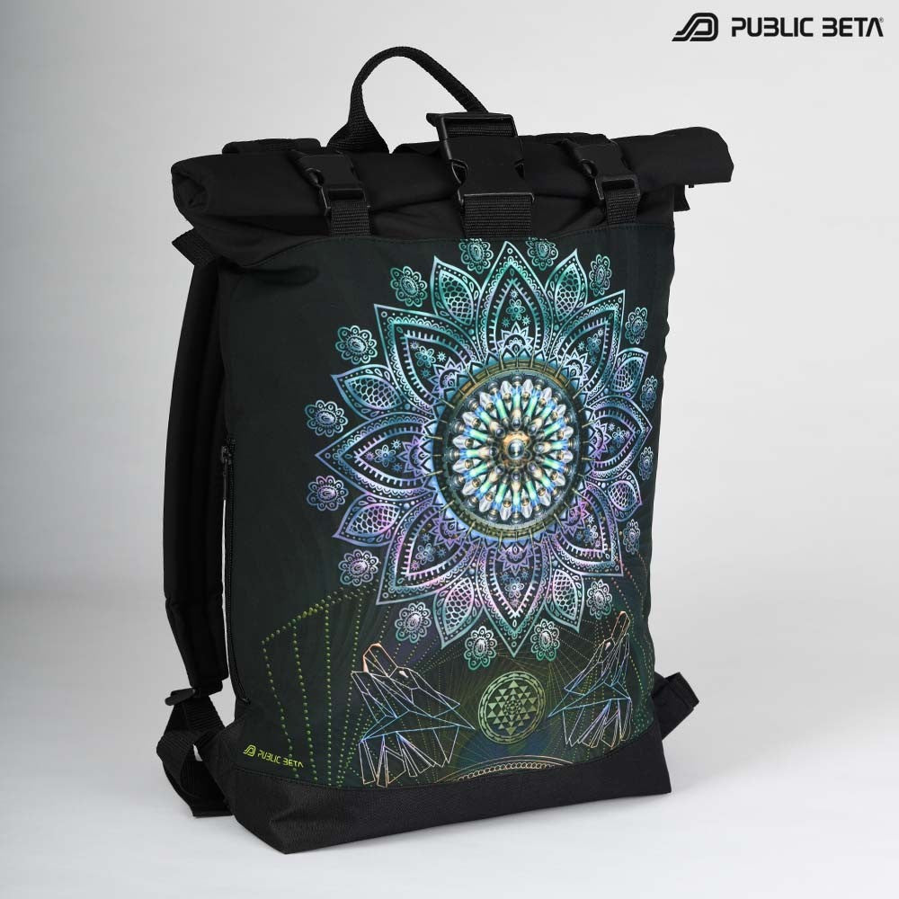 Backpack with Glow in Blacklight Digital Print Rolltop