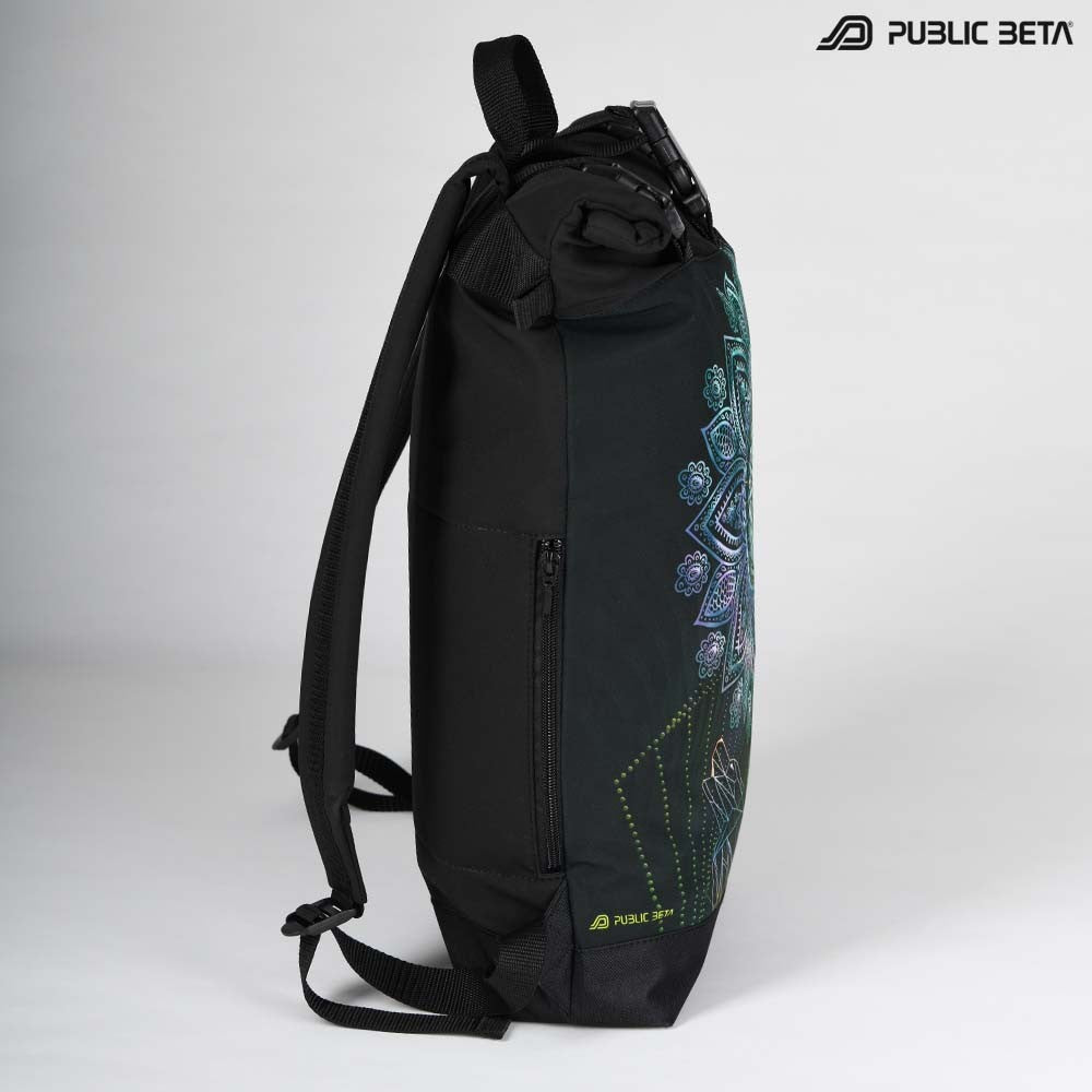 Backpack with Glow in Blacklight Digital Print Rolltop
