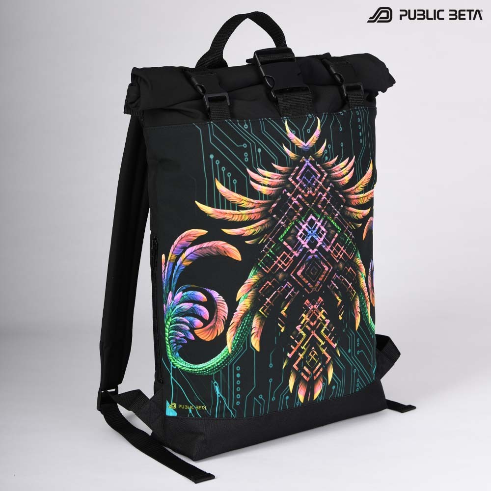 Backpack with Glow in Blacklight Digital Print Rolltop