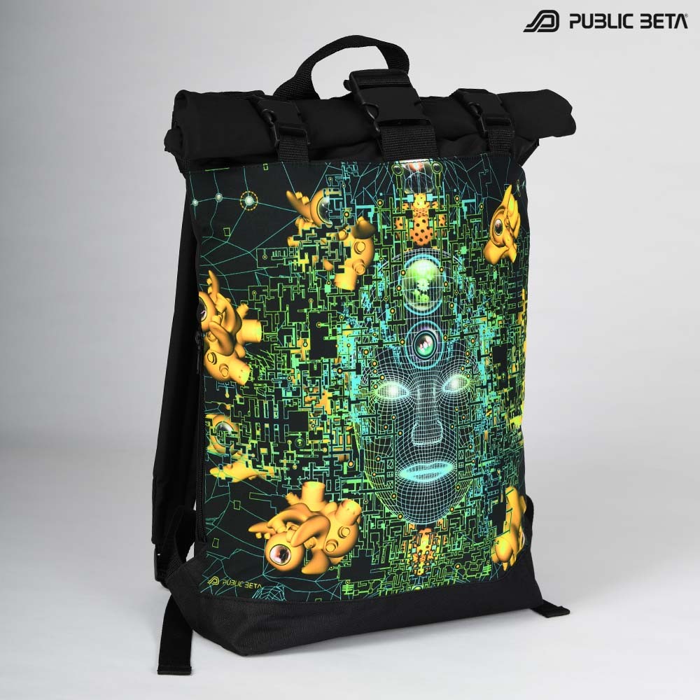 Backpack with Glow in Blacklight Digital Print Rolltop