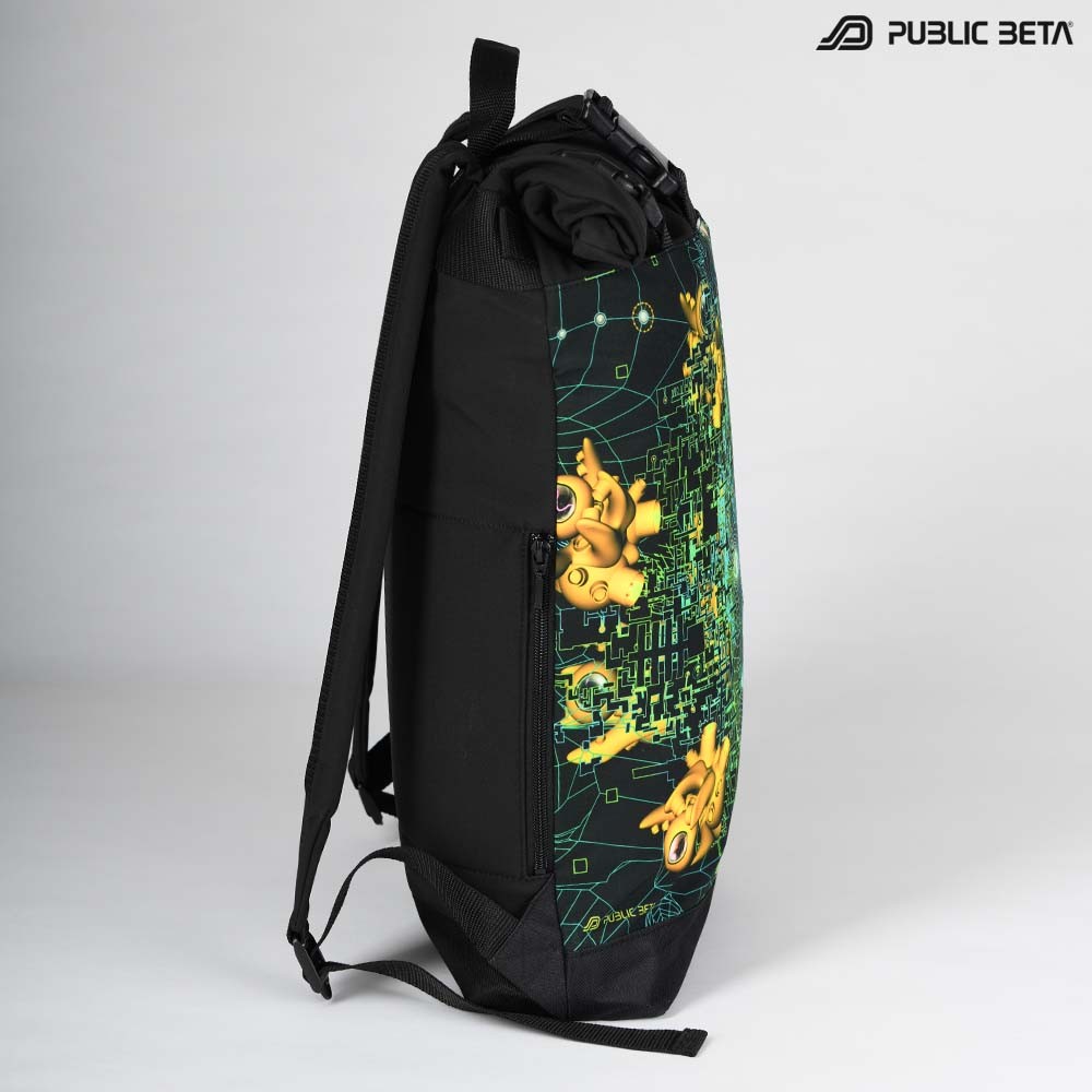 Backpack with Glow in Blacklight Digital Print Rolltop