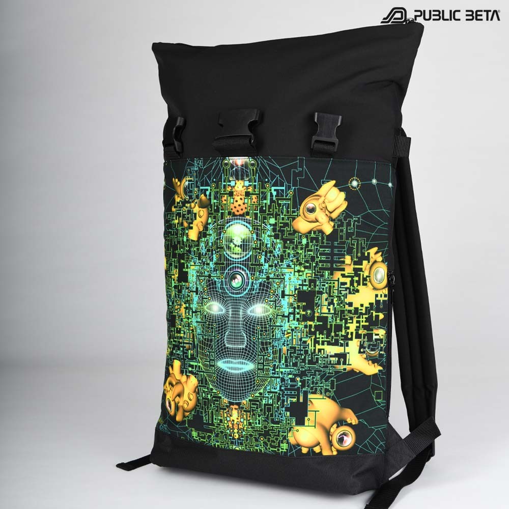 Backpack with Glow in Blacklight Digital Print Rolltop