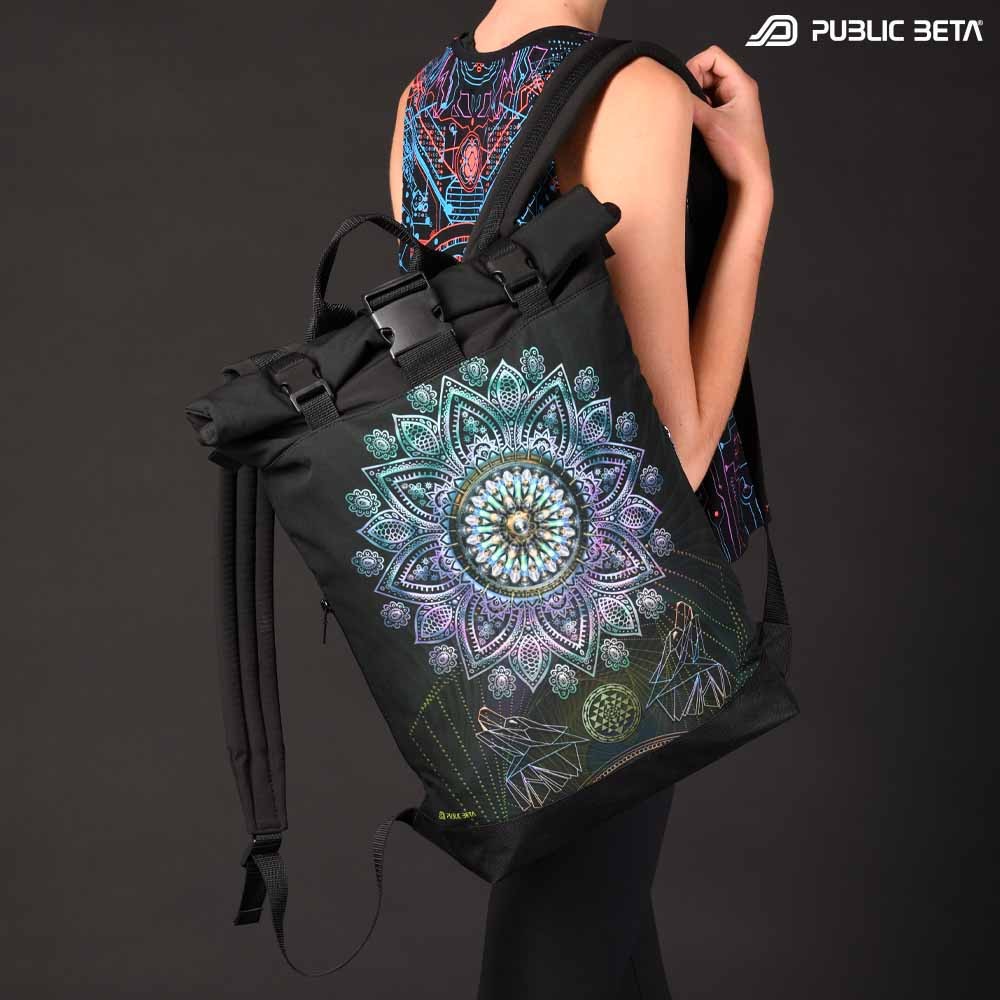 Backpack with Glow in Blacklight Digital Print Rolltop