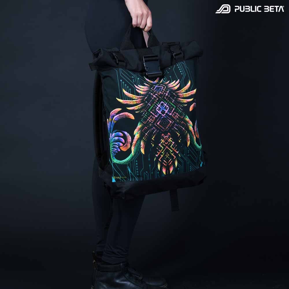 Backpack with Glow in Blacklight Digital Print Rolltop