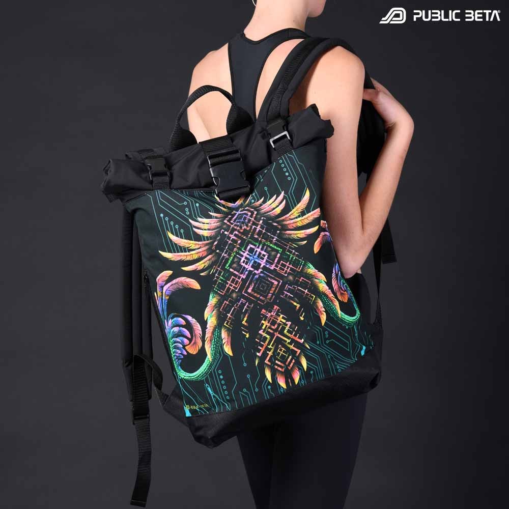Backpack with Glow in Blacklight Digital Print Rolltop