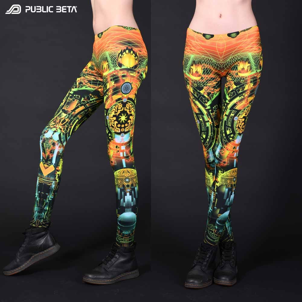 Psytrance UV reactive design print on leggings