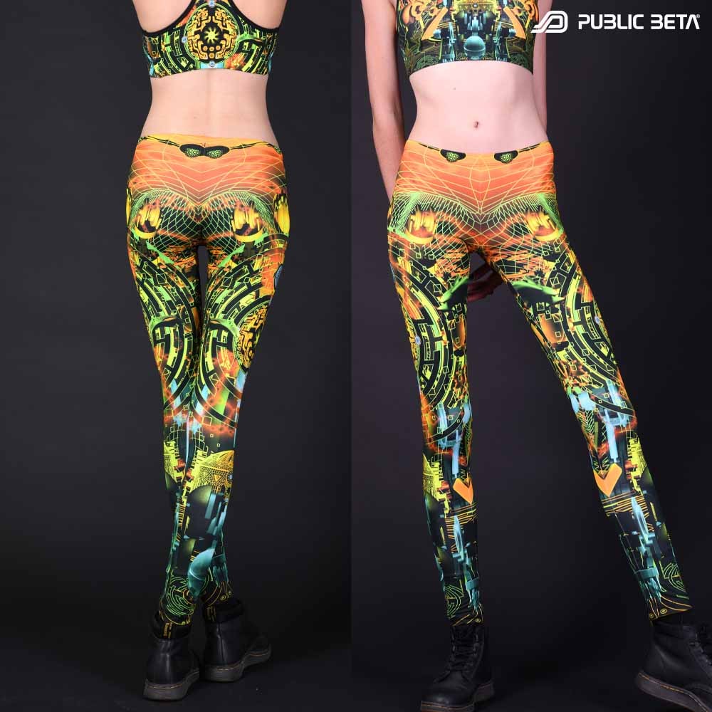 Psytrance UV reactive design print on leggings