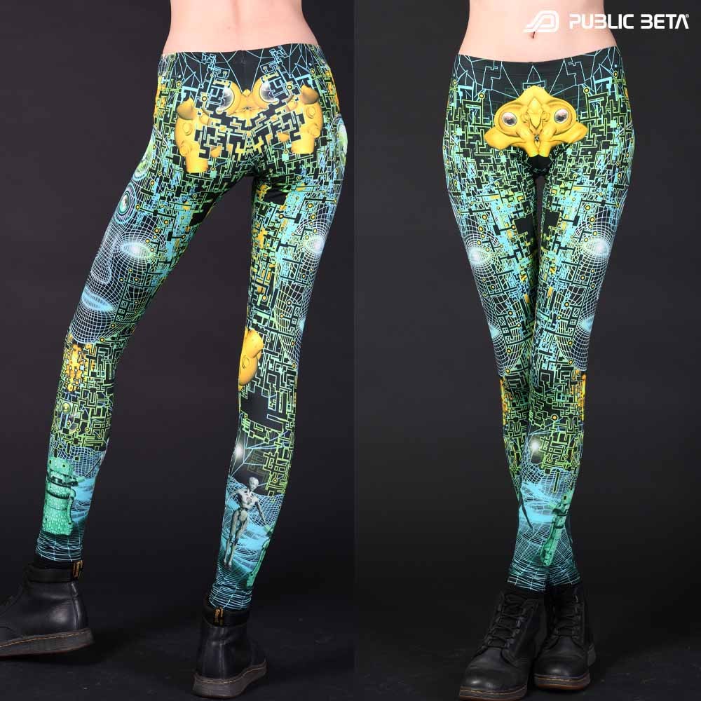 Futurisitic, cyberdeleic patterns printed psywear