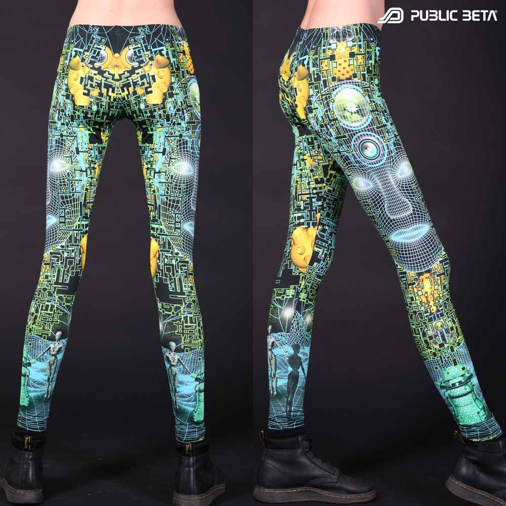 Futurisitic, cyberdeleic patterns printed psywear