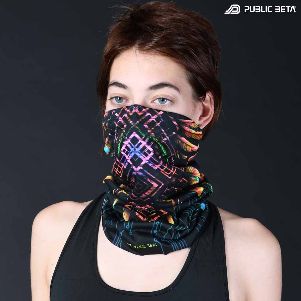 Psywear. Psytrance Festival Accessories. Glow in Blacklight Tube Bandana.