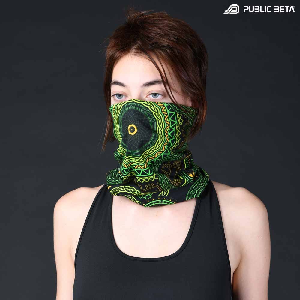 Glow in Blacklight Face Mask. Tube Scarf. Psywear. Psytrance Festival Clothing