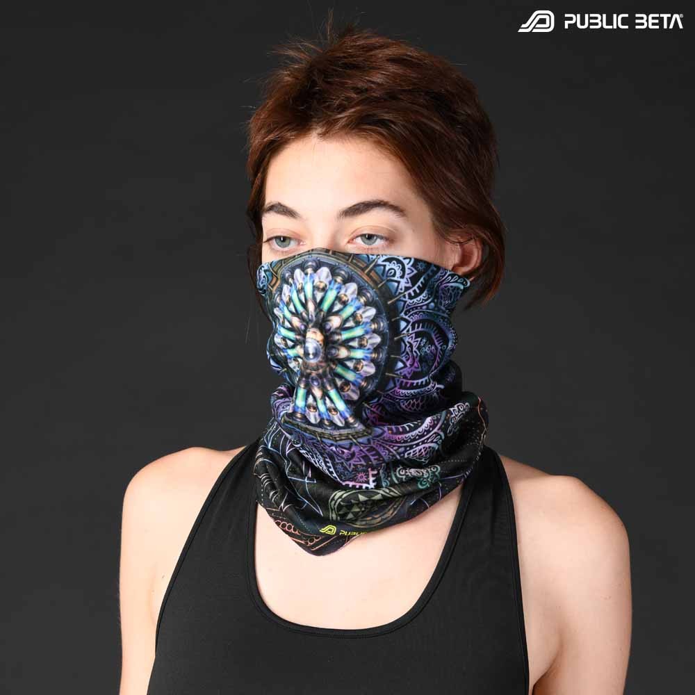 Psyclothing. UV Active Psy Art Printed Tube Bandana.