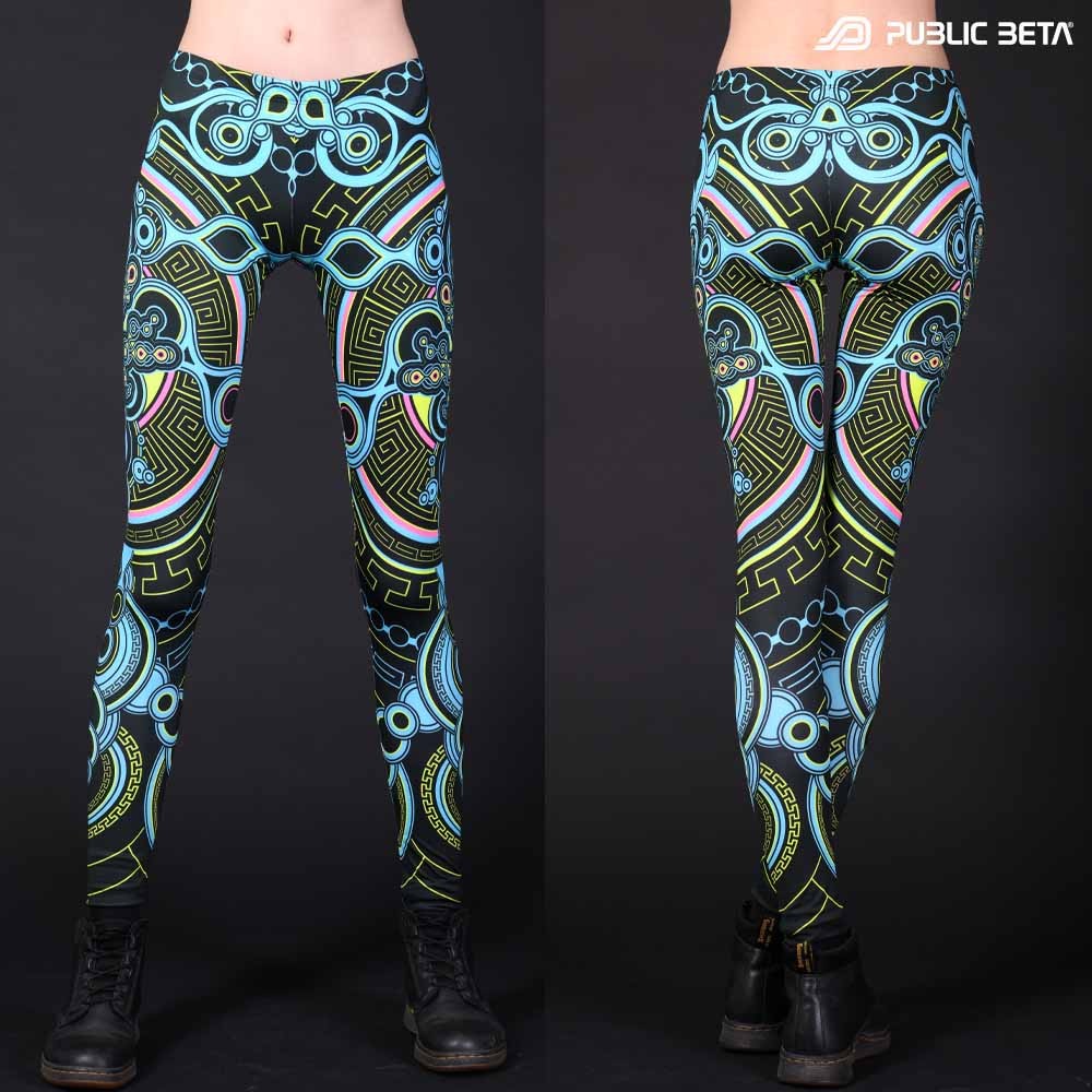 Glow in Blacklight Psywear. Digital Printed Leggings.