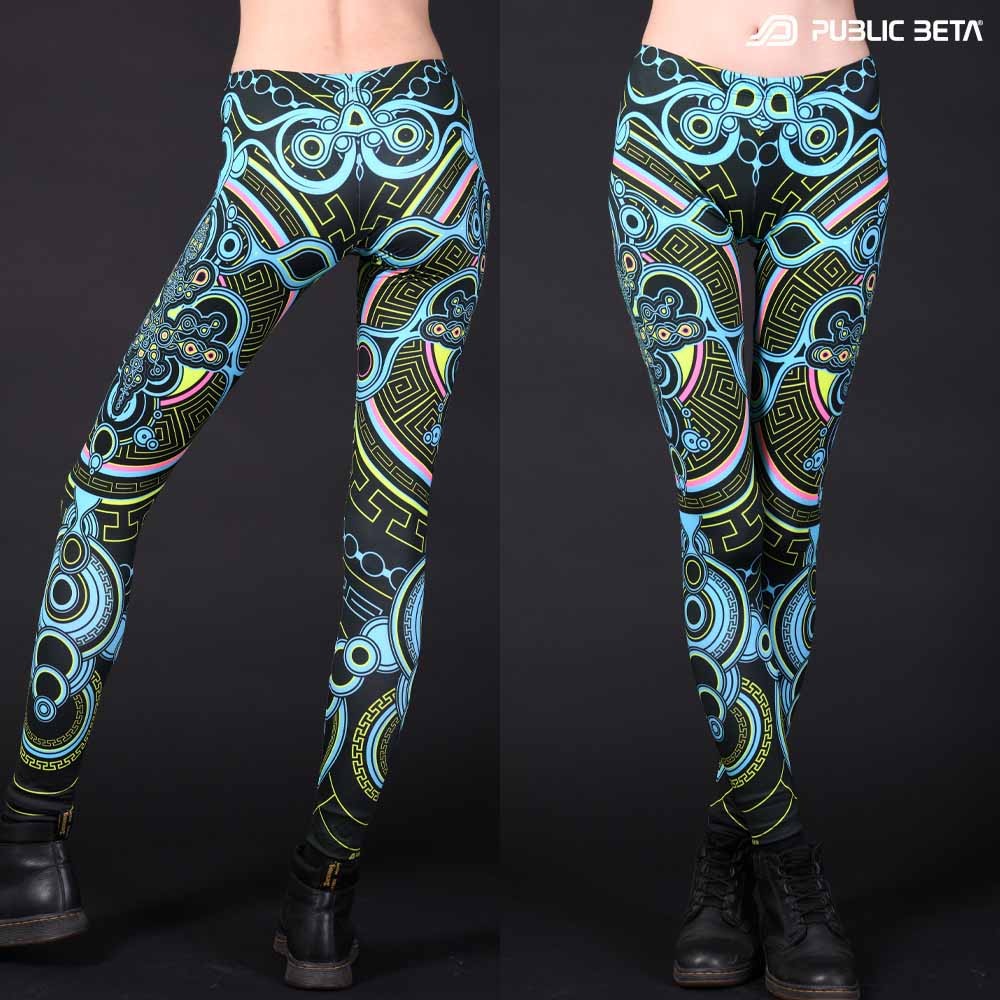 Glow in Blacklight Psywear. Digital Printed Leggings.