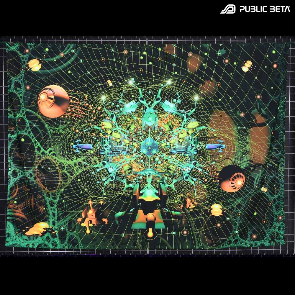 UV Active Psy Art Wallhanging. Large size digital print. Visonary Art.