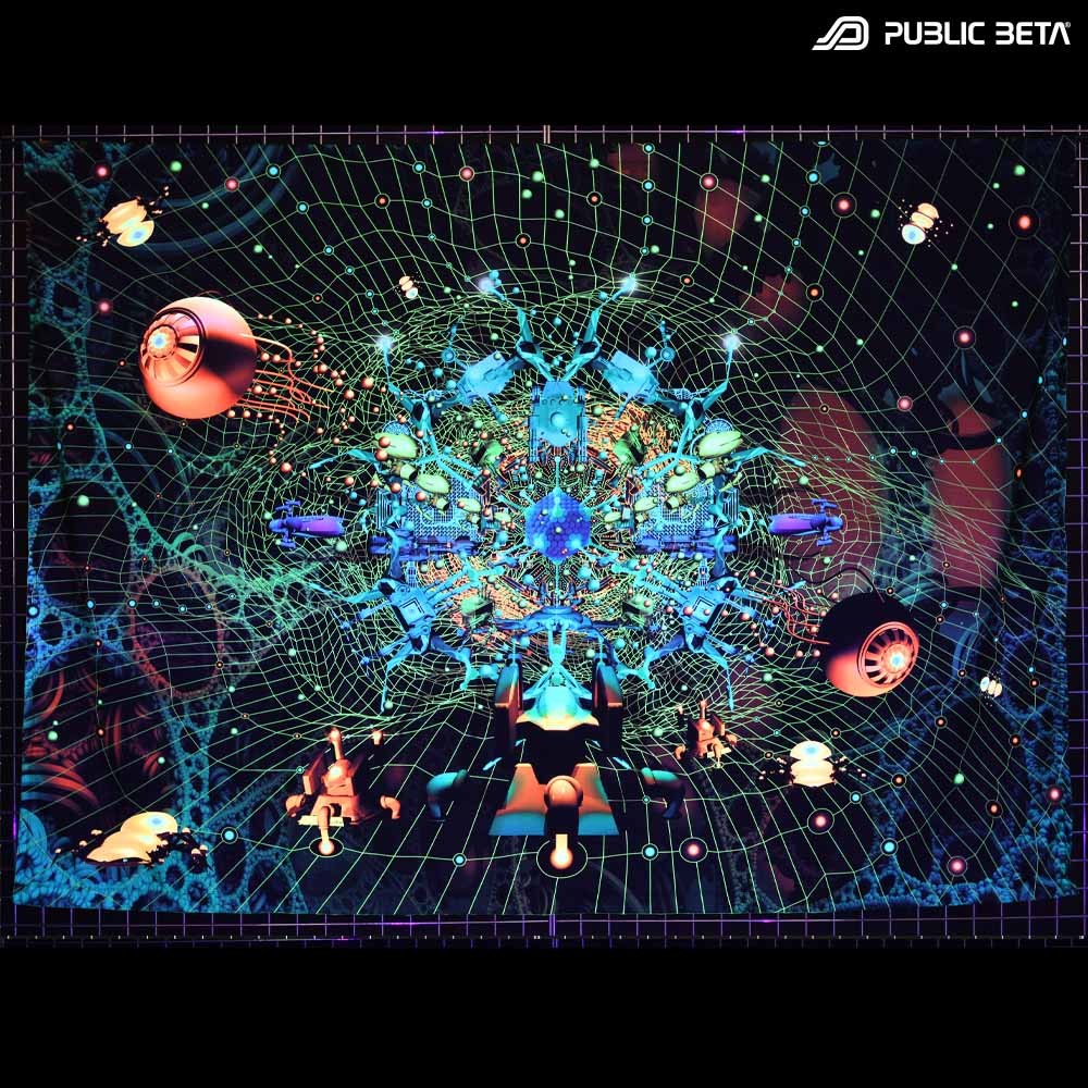 UV Active Psy Art Wallhanging. Large size digital print. Visonary Art.