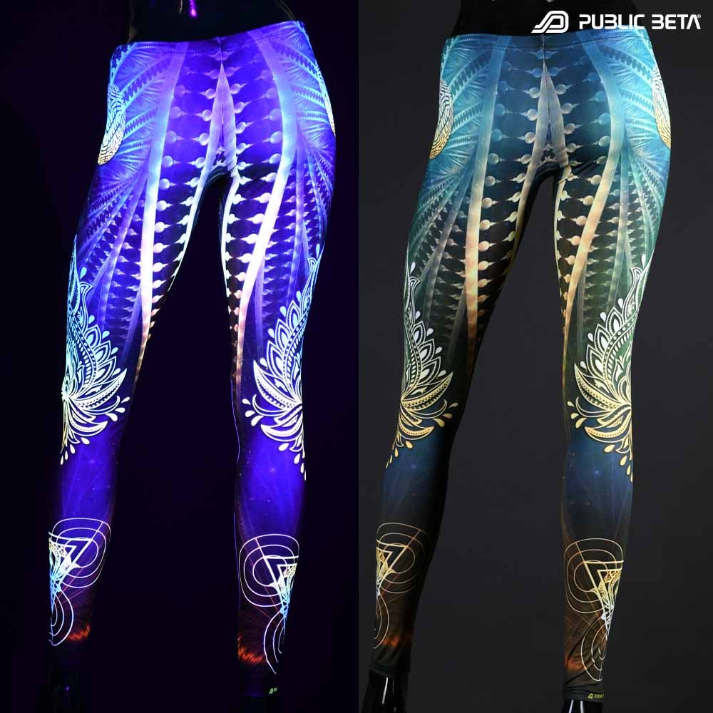 Psychedelic Glow in Blacklight Leggings /Fractal Star UV D151