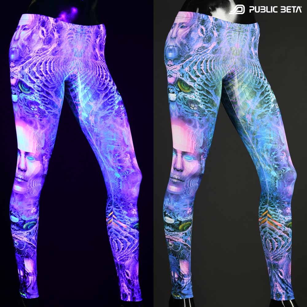 Psychedelic Glow in Blacklight Leggings /Shamanic Dream UV D156