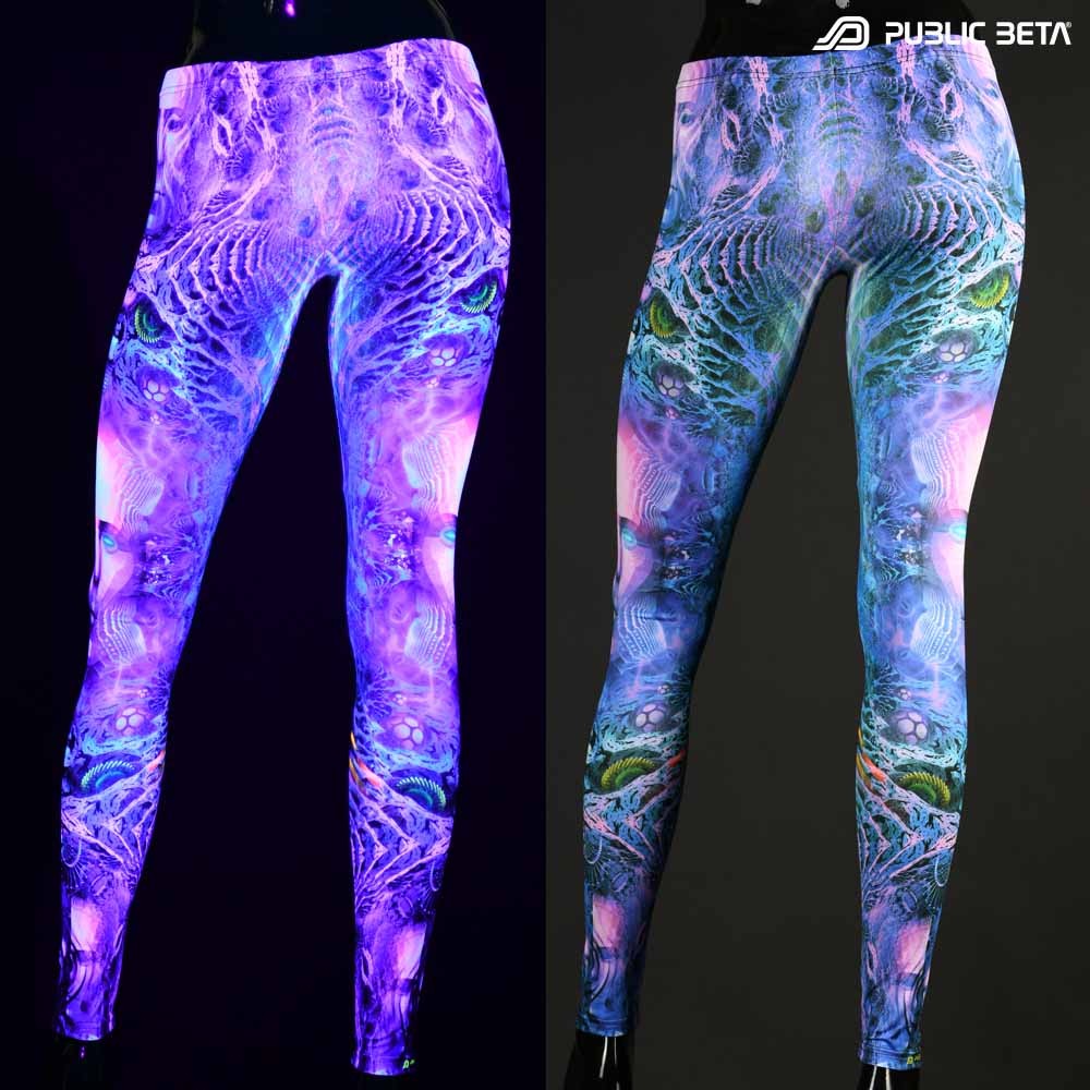 Psychedelic Glow in Blacklight Leggings /Shamanic Dream UV D156