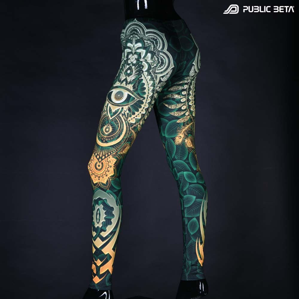 Futurisitic, cyberdeleic patterns blacklight printed psywear