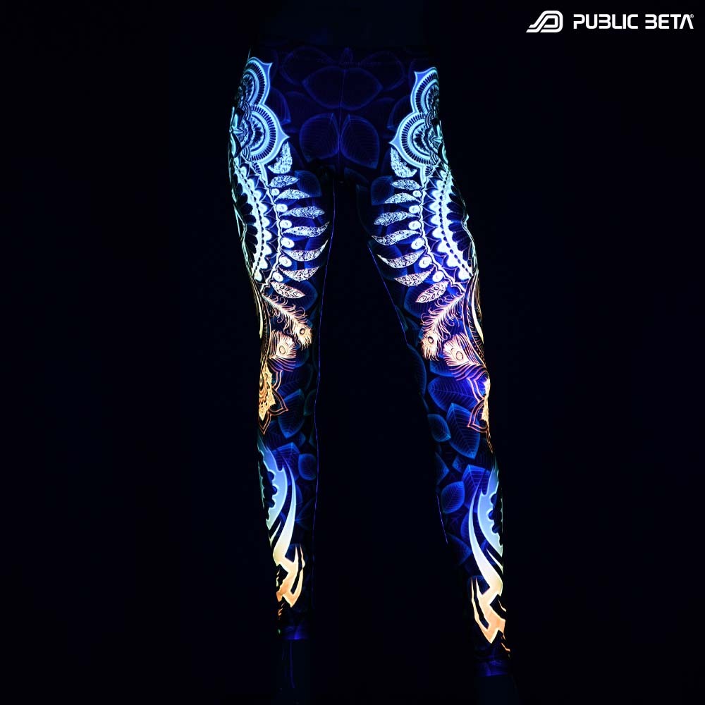 Futurisitic, cyberdeleic patterns blacklight printed psywear