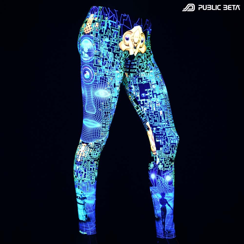 Futurisitic, cyberdeleic patterns printed psywear