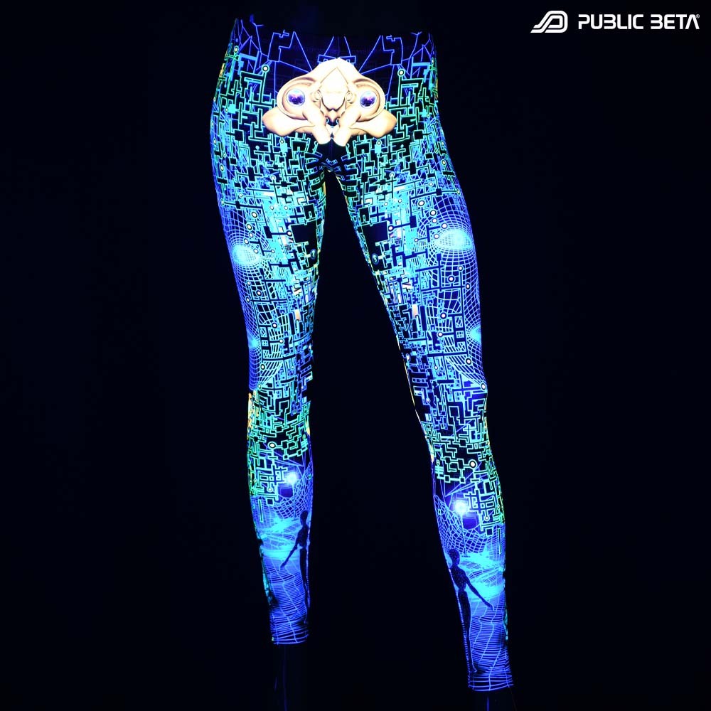 Futurisitic, cyberdeleic patterns printed psywear