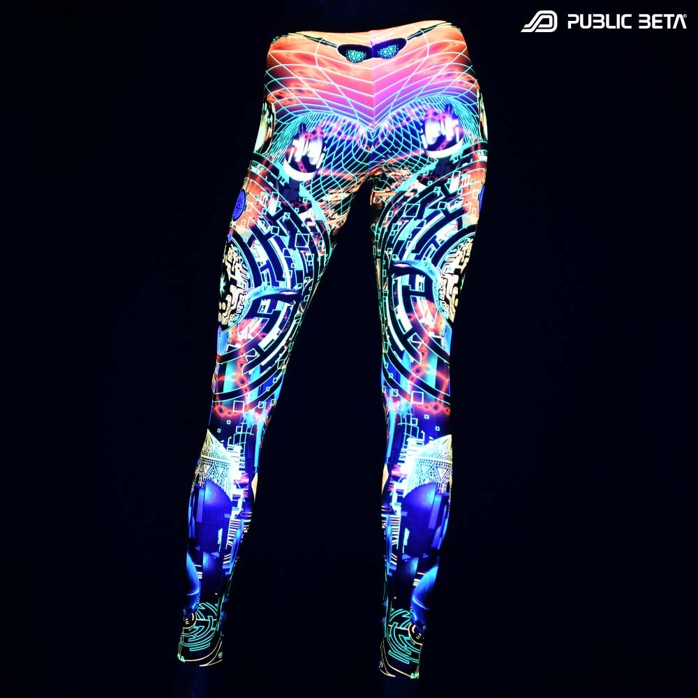 Psytrance UV reactive design print on leggings