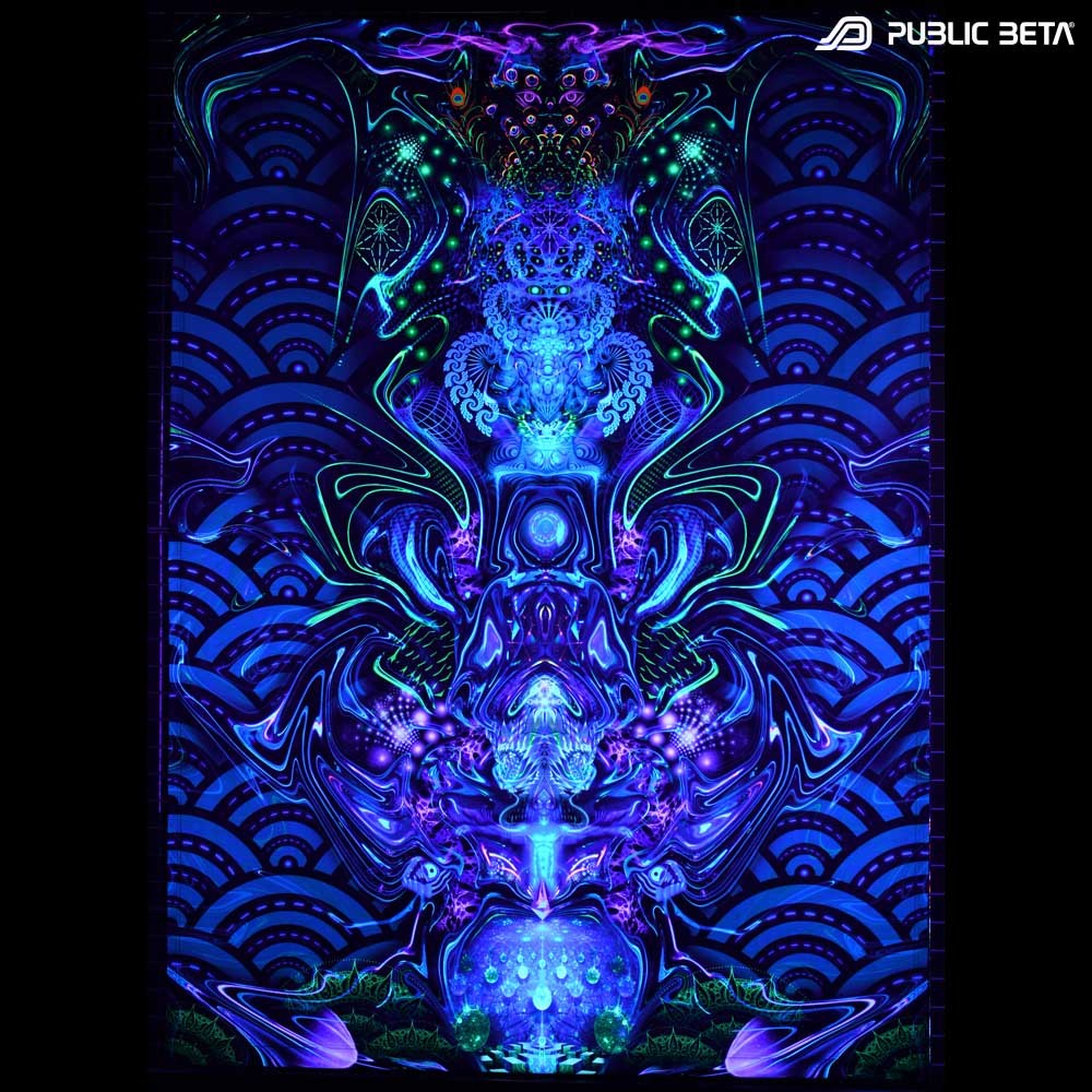 Blacklight Active Digital Printed Wallhanging. Psychedelic Blacklight Art. Higy quality print made in Hungary!