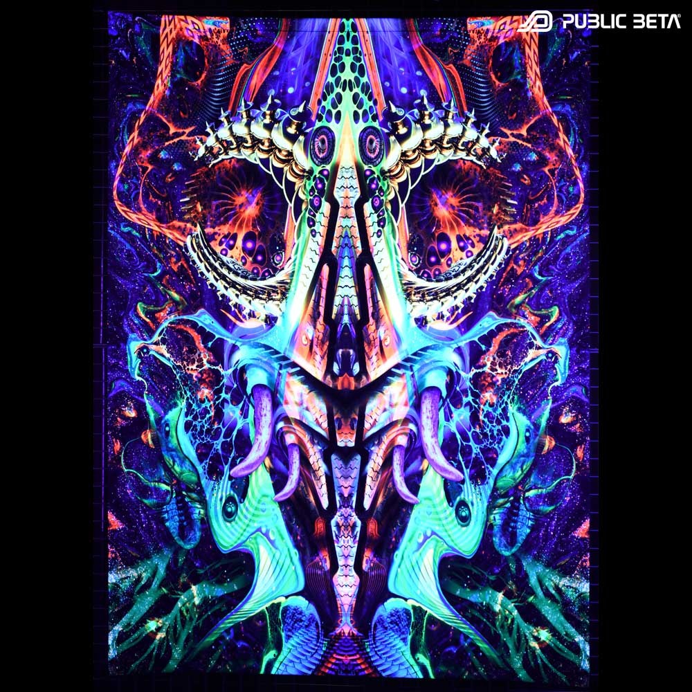 Blacklight Psydeco. Glow in Blacklight Digital Print.