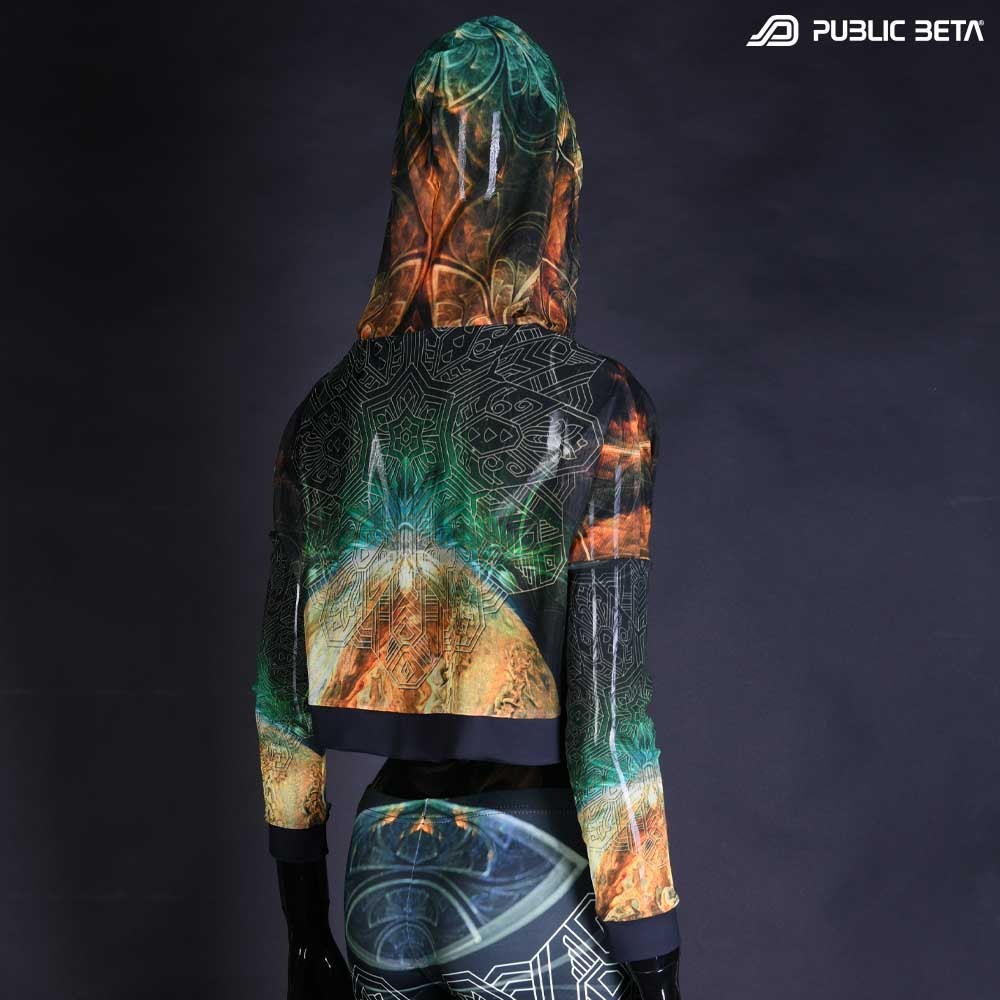 Glow in Blacklight Hooded Top. UV Active Psychedelic Top with Hood / Comfort and appealing look