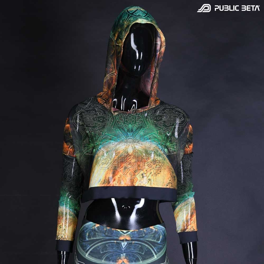 Glow in Blacklight Hooded Top. UV Active Psychedelic Top with Hood / Comfort and appealing look