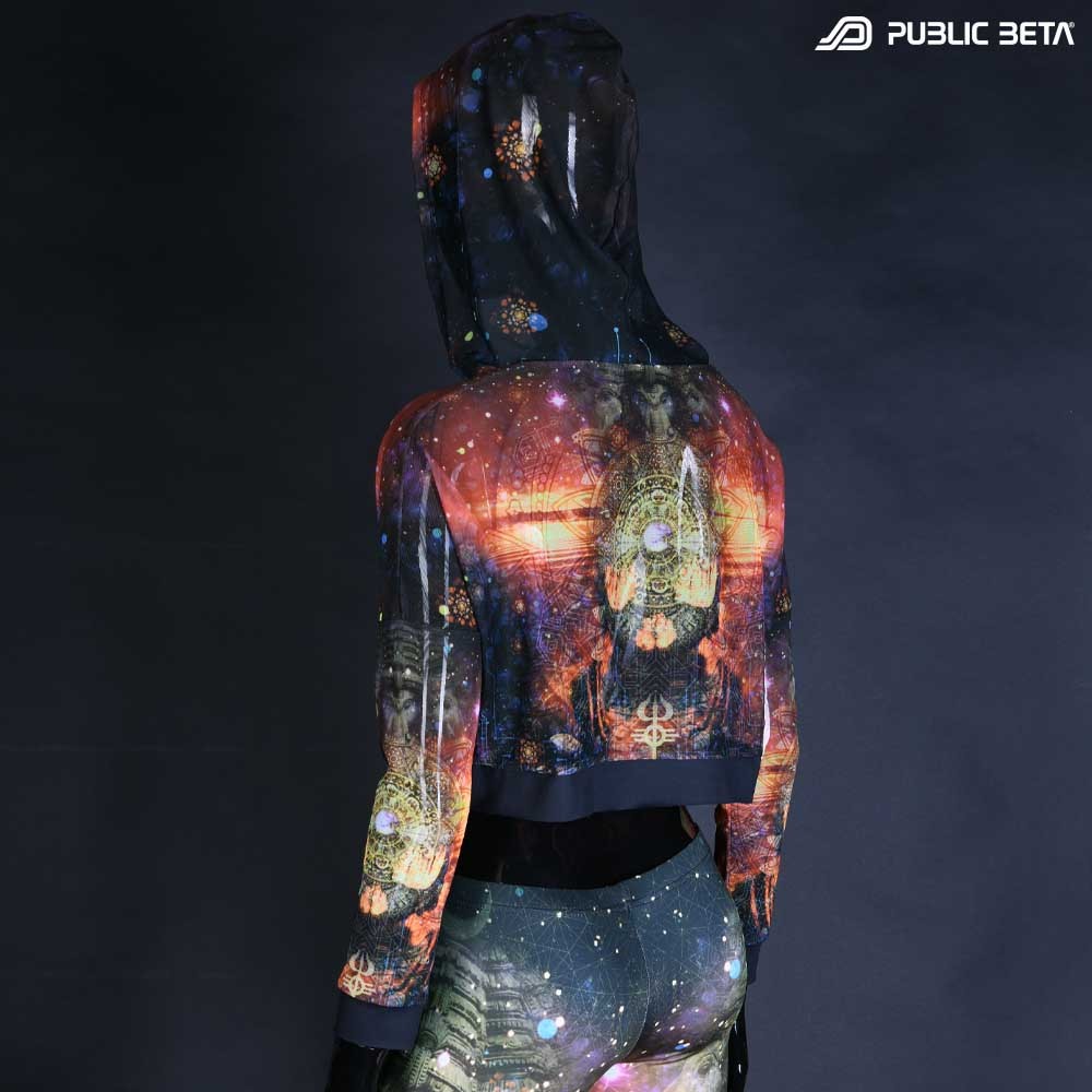 Glow in Blacklight Hooded Top. UV Active Psychedelic Top with Hood / Comfort and appealing look