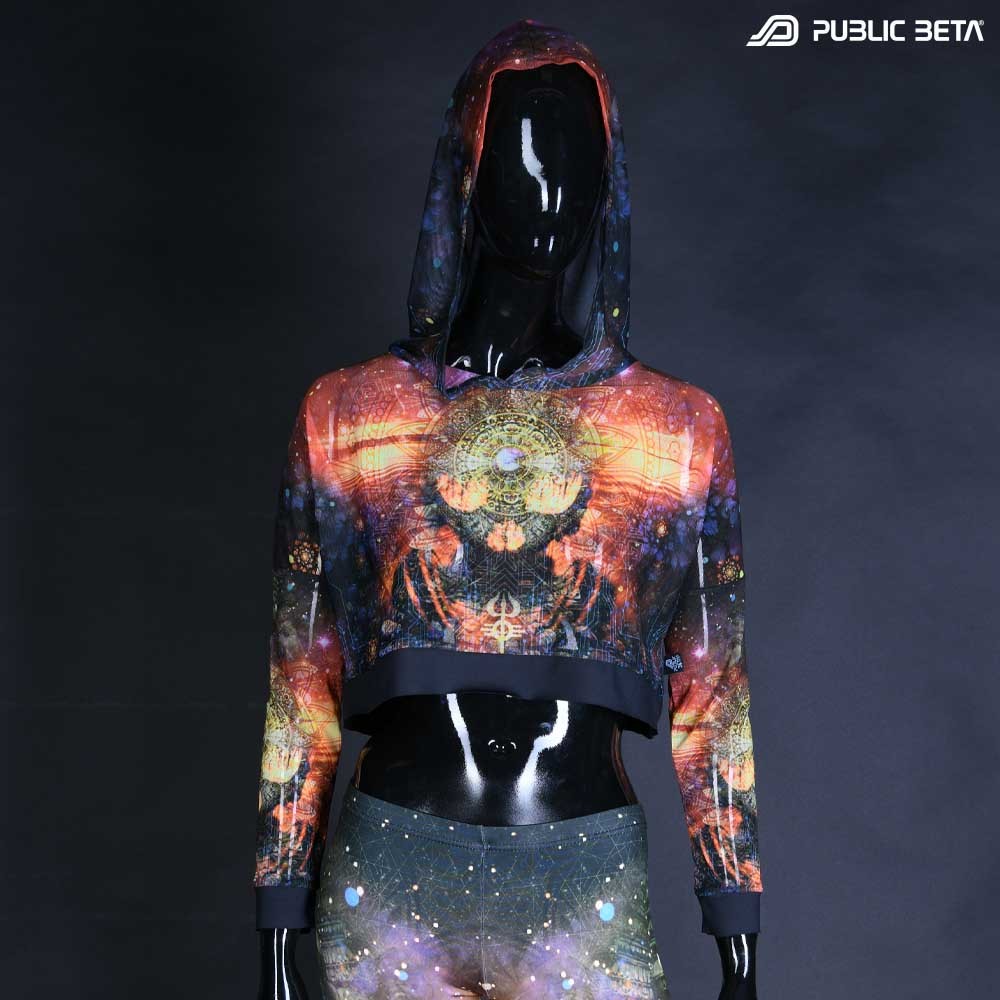 Glow in Blacklight Hooded Top. UV Active Psychedelic Top with Hood / Comfort and appealing look