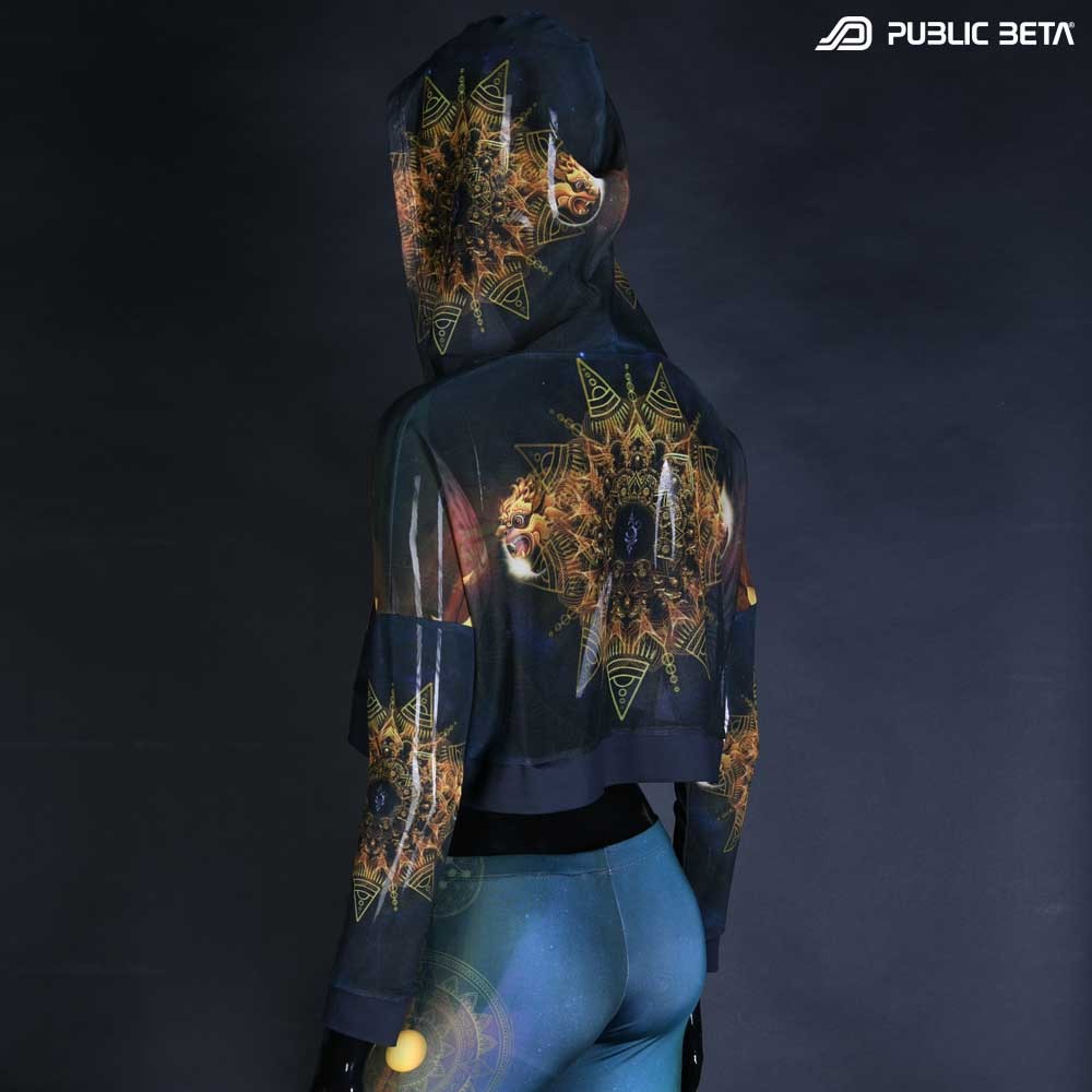 Glow in Blacklight Hooded Top. UV Active Psychedelic Top with Hood