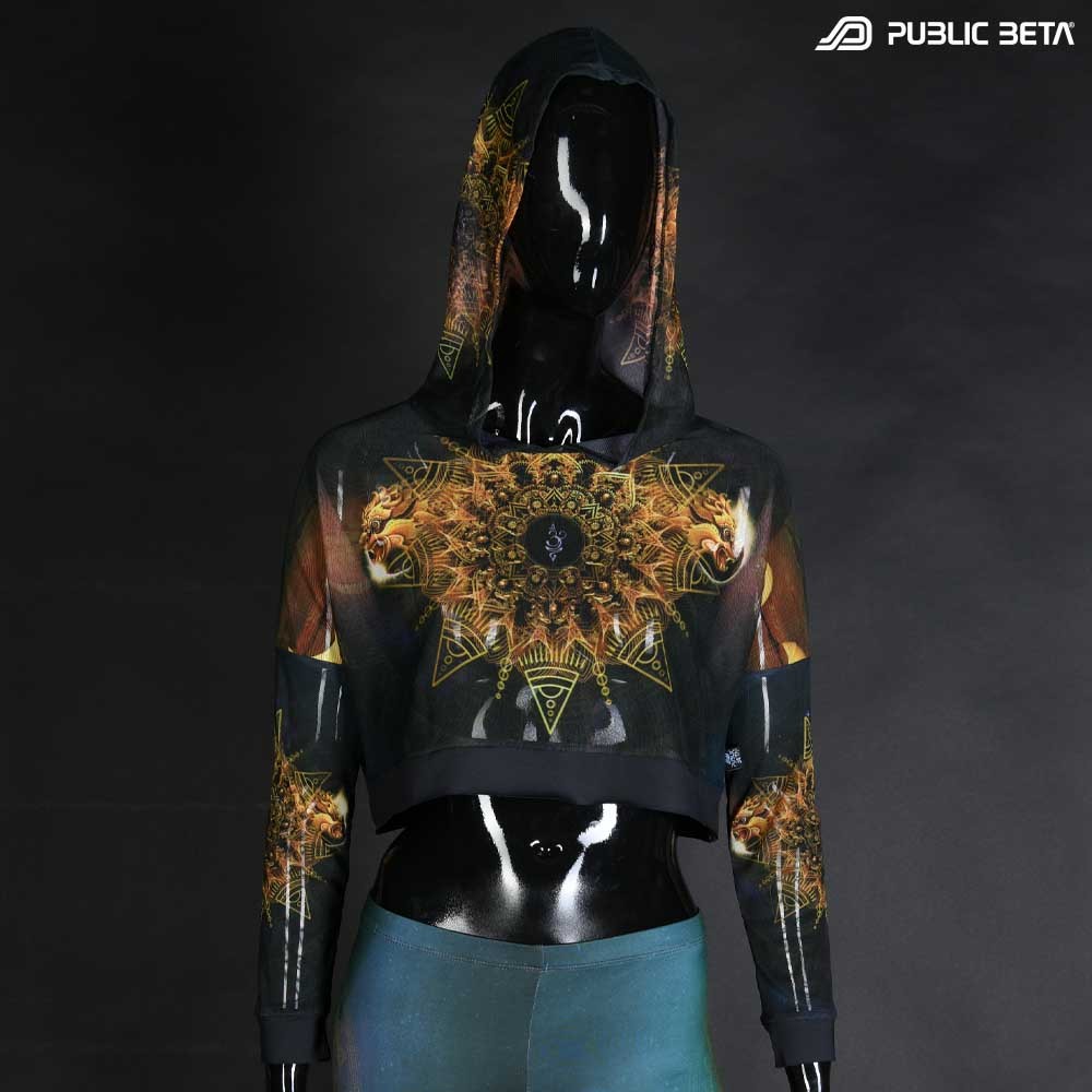 Glow in Blacklight Hooded Top. UV Active Psychedelic Top with Hood