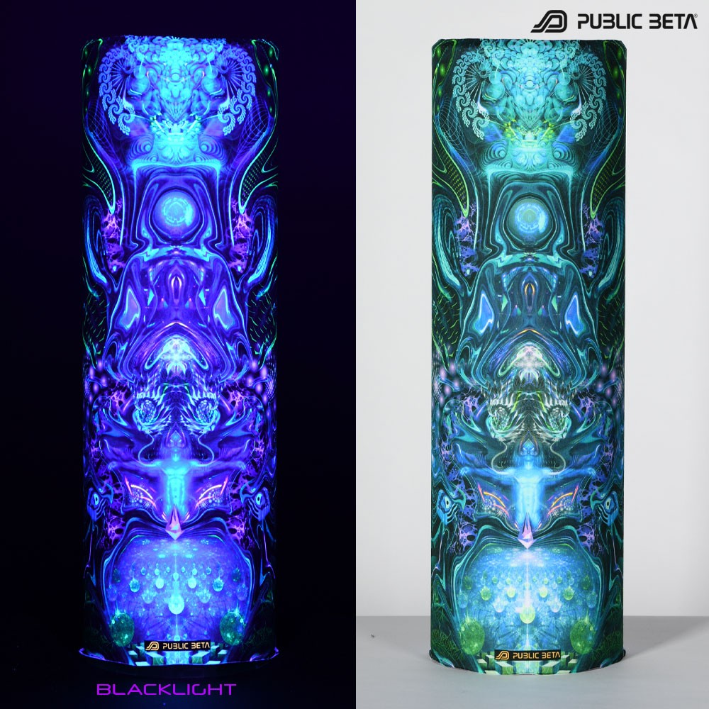 Mind Connection by Public Beta Wear Psywear. Psytrance Festival Accessories. Glow in Blacklight Tube Bandana.