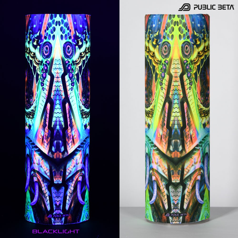 Jungle Genie by Public Beta Wear Psywear. Psytrance Festival Accessories. Glow in Blacklight Tube Bandana.