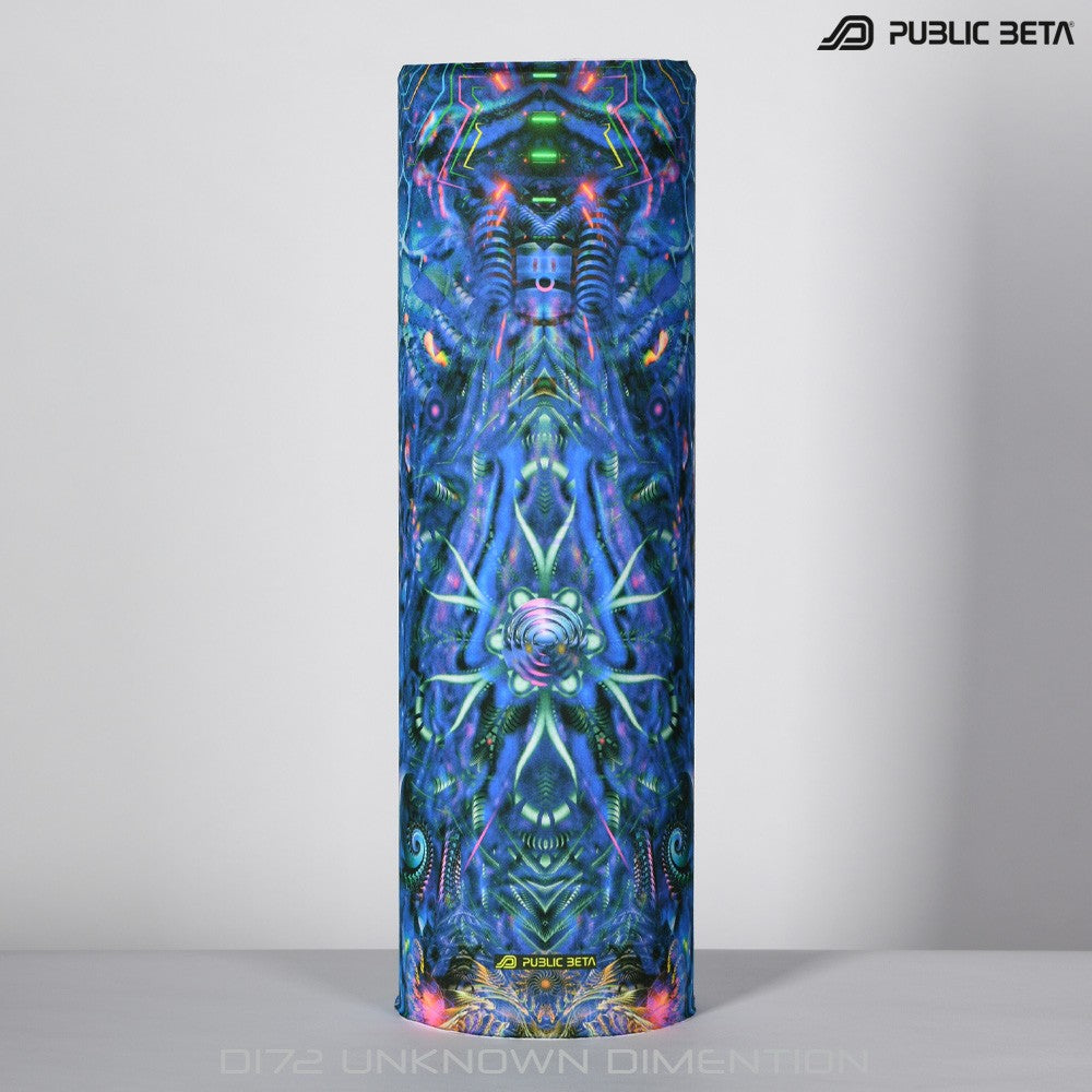 Public Beta Wear Unknown Dimention Psywear. Psytrance Festival Accessories. Glow in Blacklight Tube Bandana.
