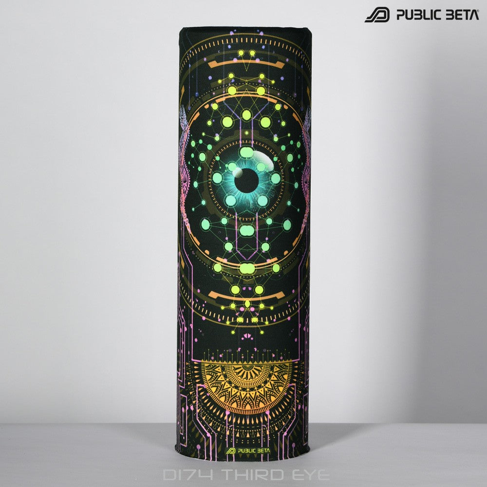 Public Beta Wear ThirdEye Psywear. Psytrance Festival Accessories. Glow in Blacklight Tube Bandana.