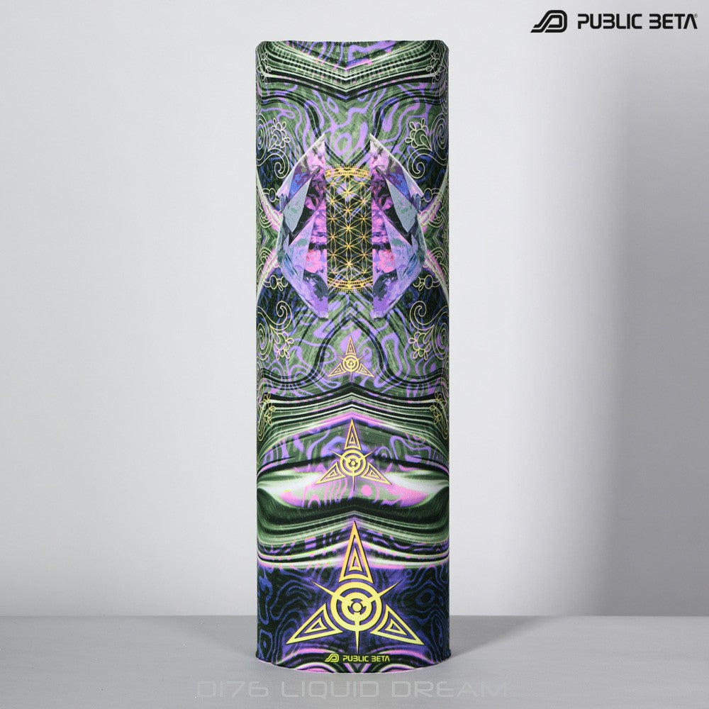 Public Beta Wear Liquid Dream Psywear. Psytrance Festival Accessories. Glow in Blacklight Tube Bandana.