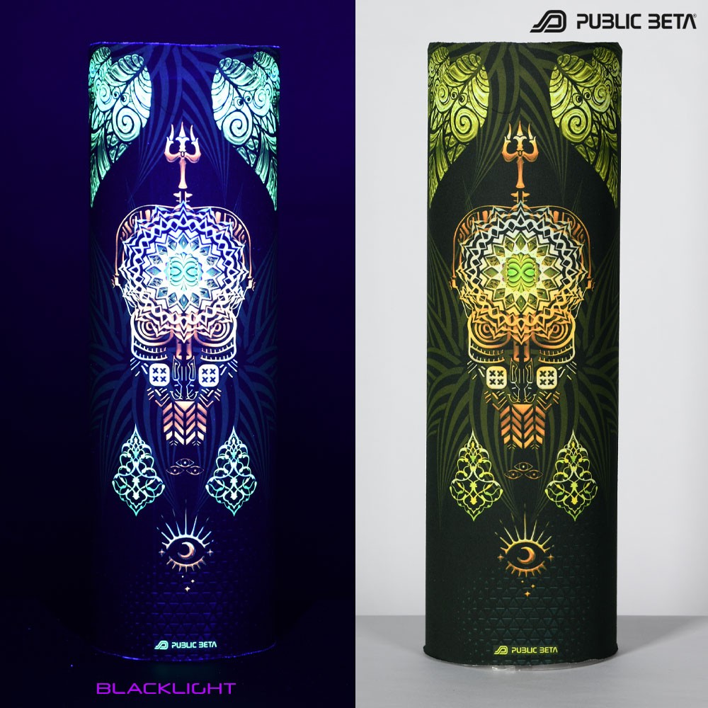 Public Beta Wear Ancient Theory Psywear. Psytrance Festival Accessories. Glow in Blacklight Tube Bandana.