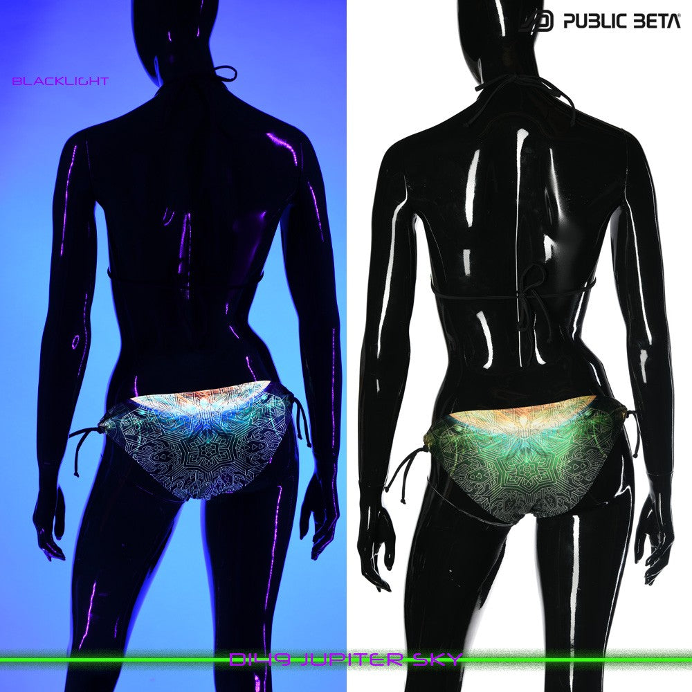 Jupiter Sky UV Active Bikini Top and Bottom, Psychedelic Art digital print, Beachparty wear by Public Beta