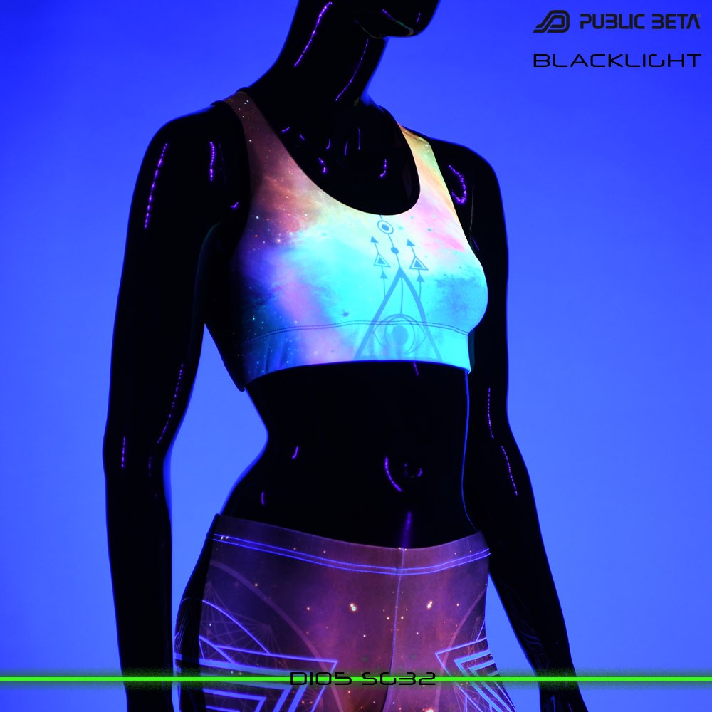 SG 32 Psychedelc Clothing for Psychedelic Yogis, UV Active prints by Public Beta Wear