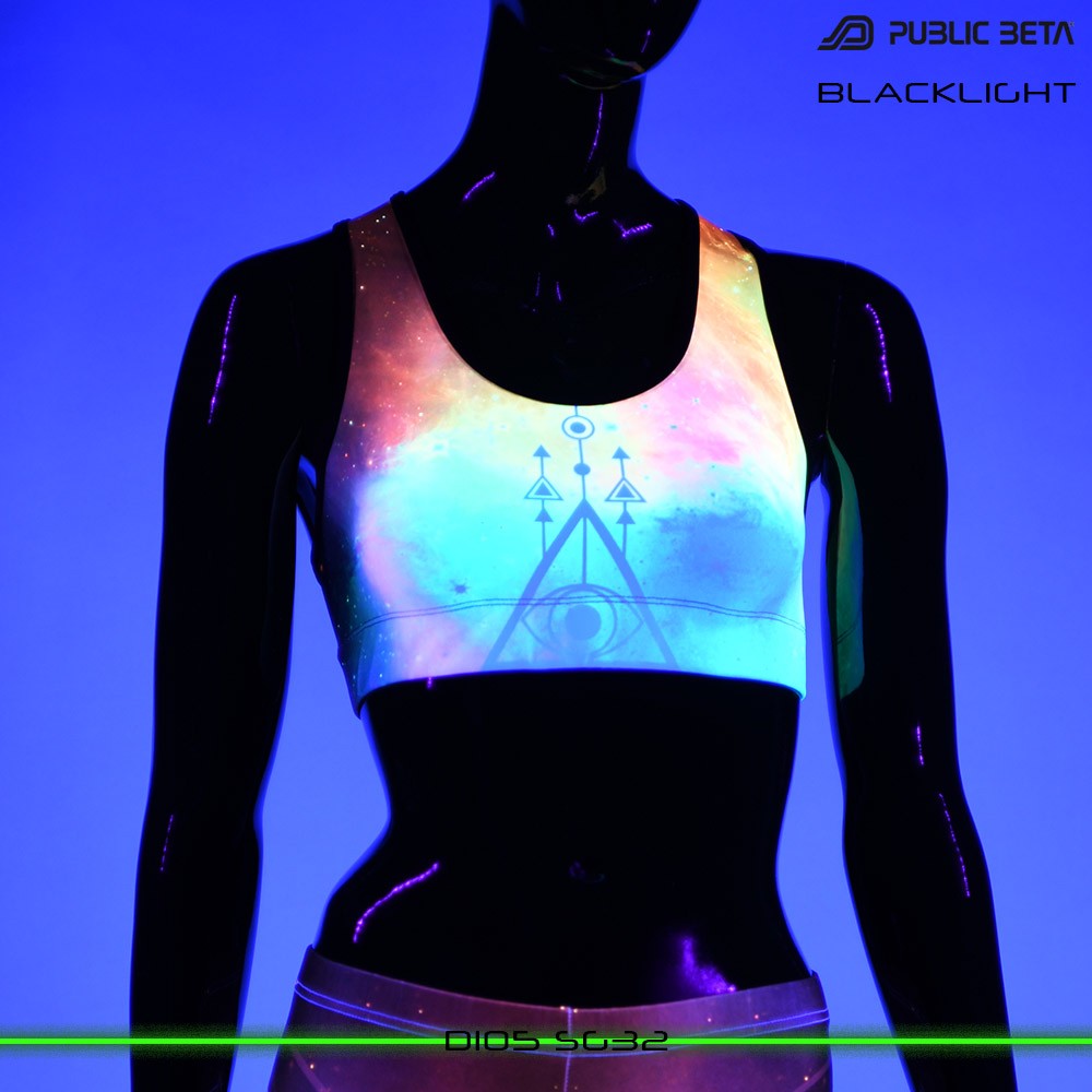 SG 32 Psychedelc Clothing for Psychedelic Yogis, UV Active prints by Public Beta Wear