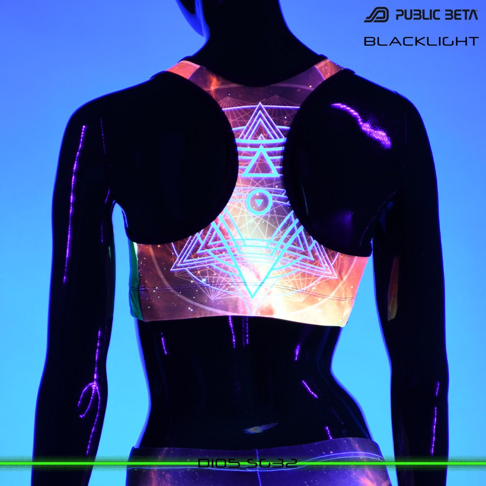 SG 32 Psychedelc Clothing for Psychedelic Yogis, UV Active prints by Public Beta Wear